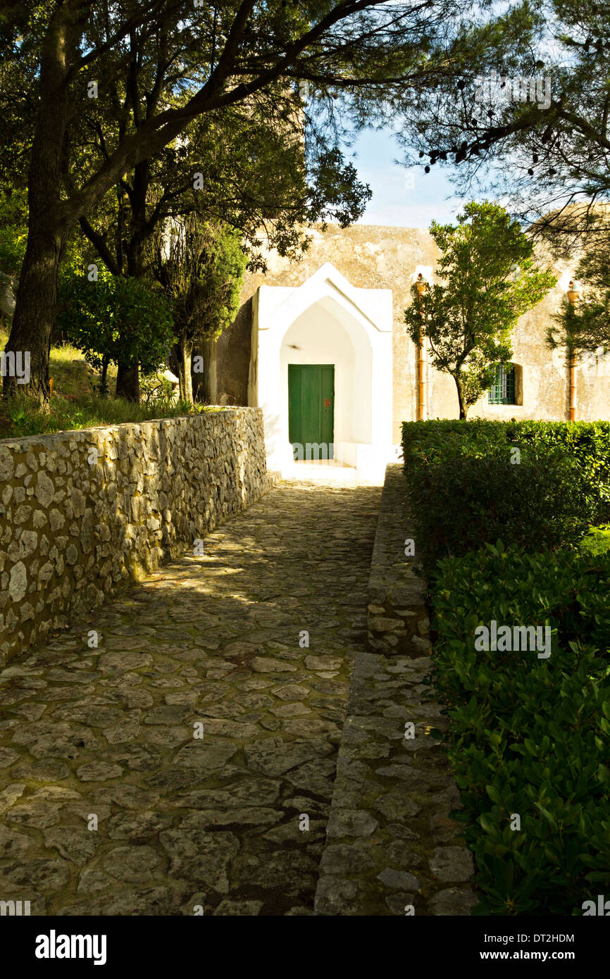 Ingresso di Santa Maria a Cetrella Chiesa, Monte Solaro, Capri, Campania,Italia, Europa Foto Stock