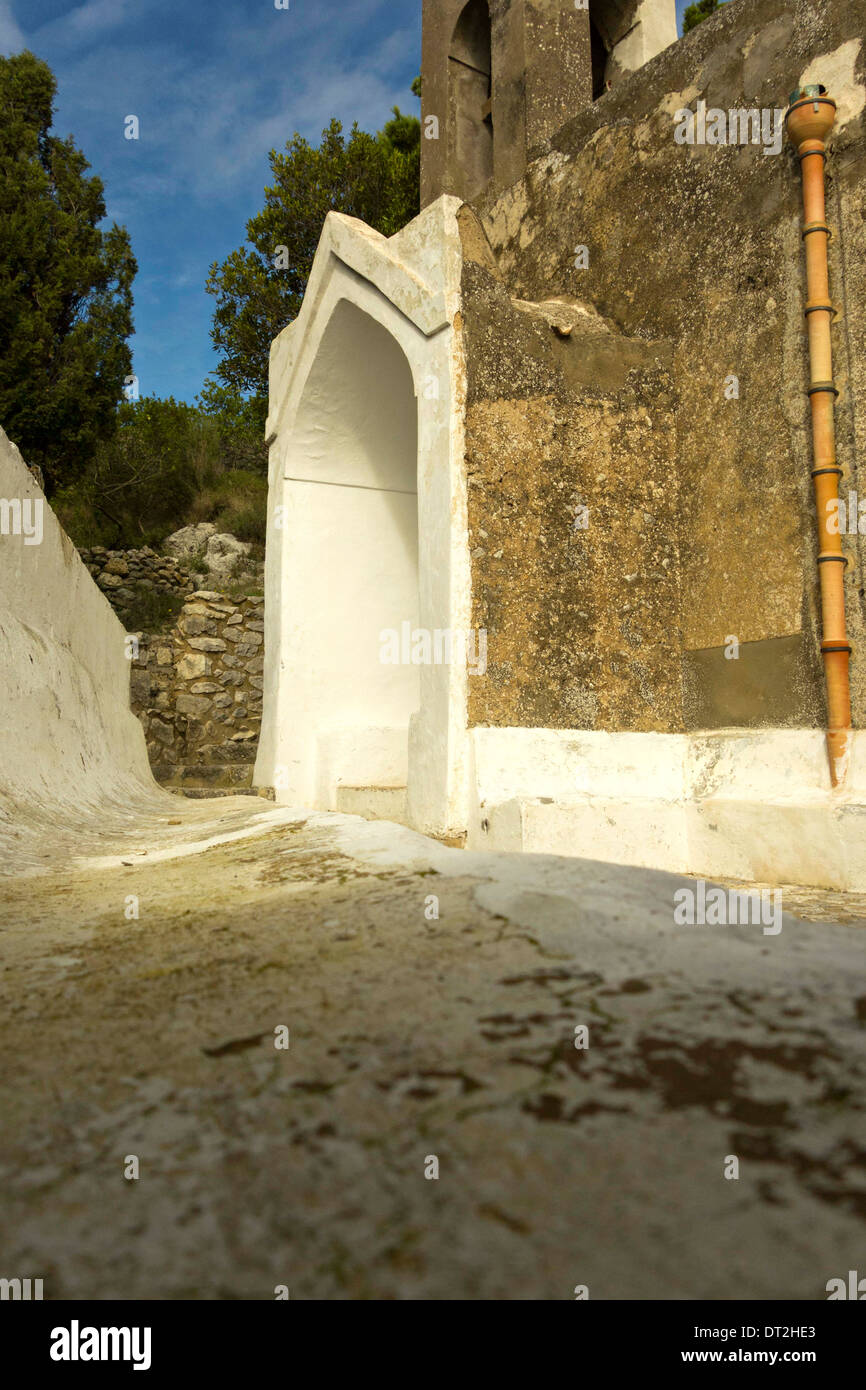 Ingresso di Santa Maria a Cetrella Chiesa, Monte Solaro, Capri, Campania,Italia, Europa Foto Stock