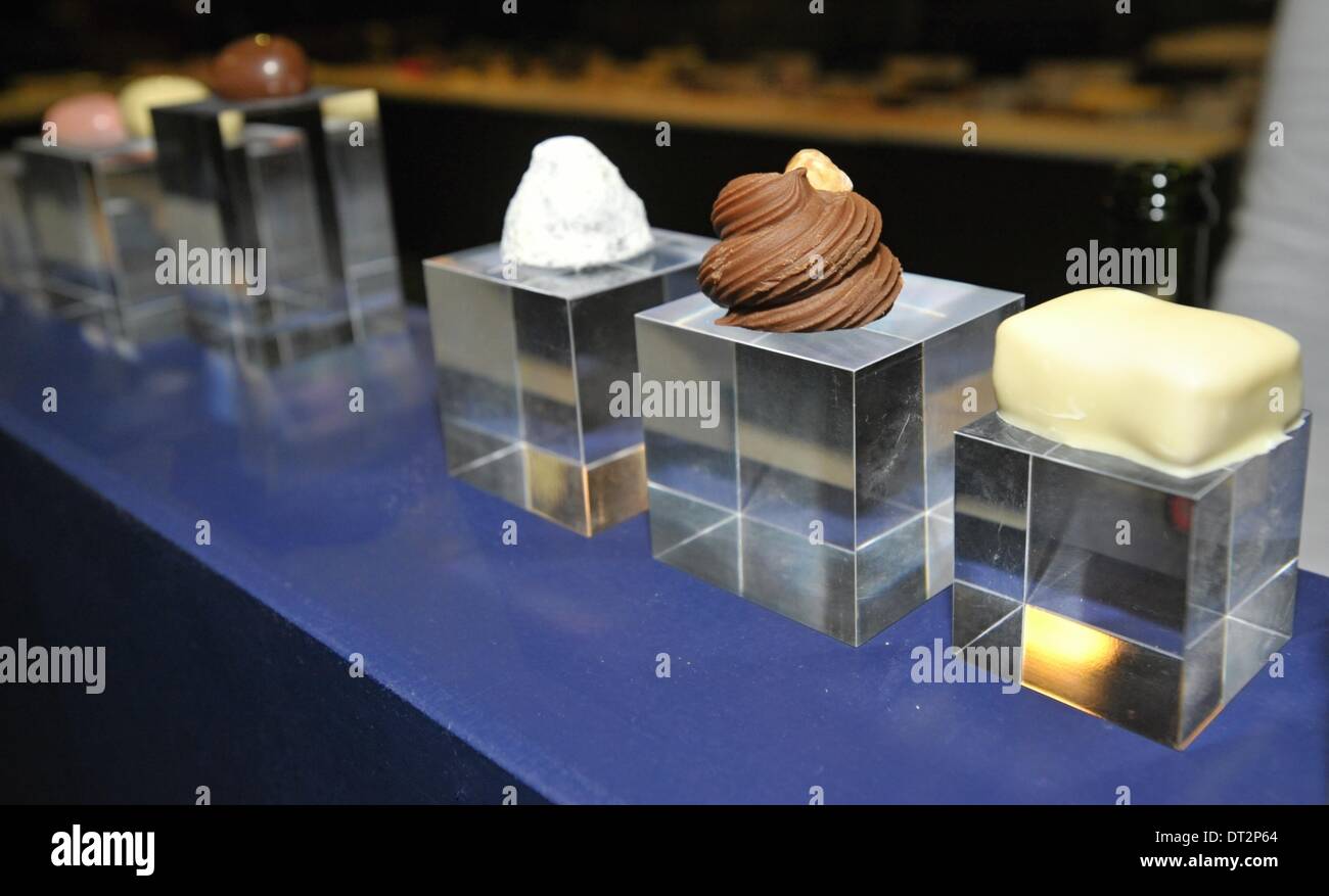 Bruxelles, Belgio. 6 febbraio, 2014. Il Salon du cioccolato inizia a Bruxelles, Belgio, Giovedì, 6 febbraio 2014. © Jakub Dospiva/CTK foto/Alamy Live News Foto Stock