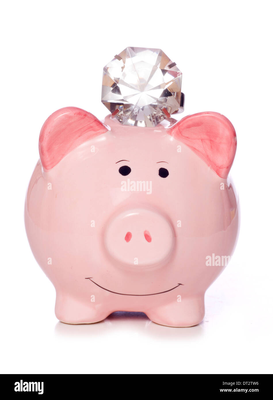 Risparmio di facoltosi salvadanaio con diamanti intaglio Foto Stock