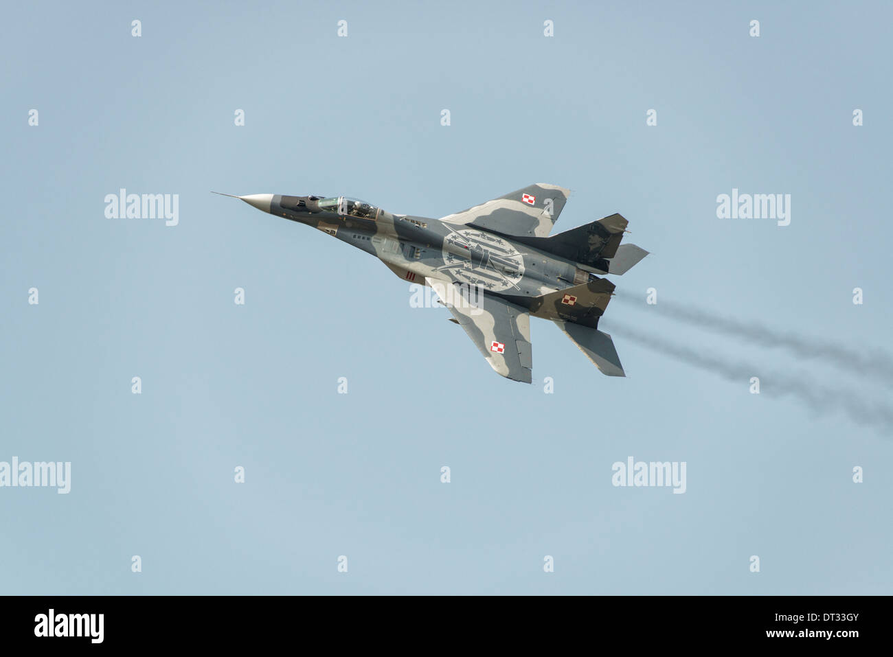 Mikoyan MiG-29 polacca della Air Force superiorità aerea Jet Fighter visualizza a RAF Fairford al 2013 RIAT Foto Stock