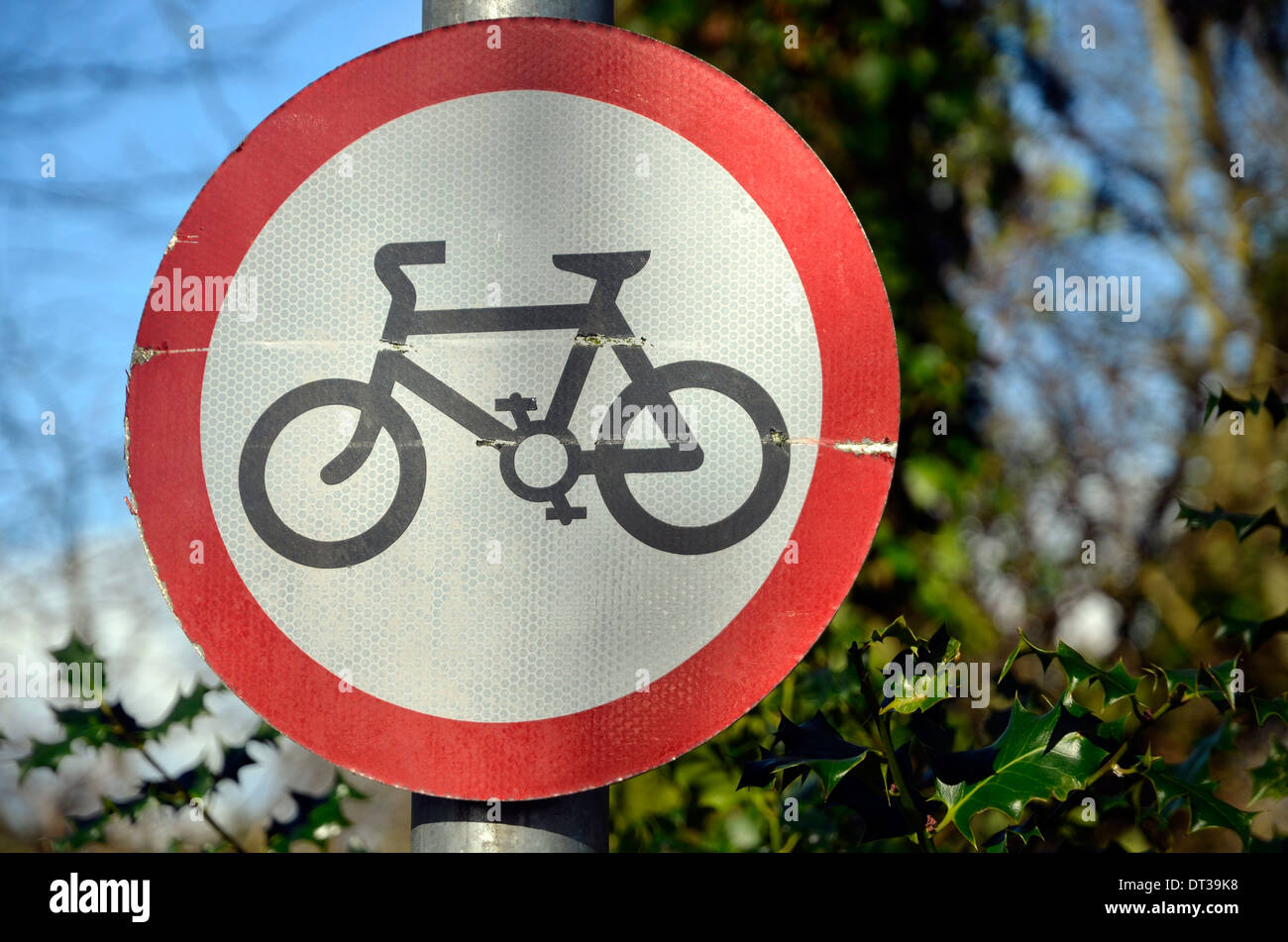 No ciclismo road sign Foto Stock