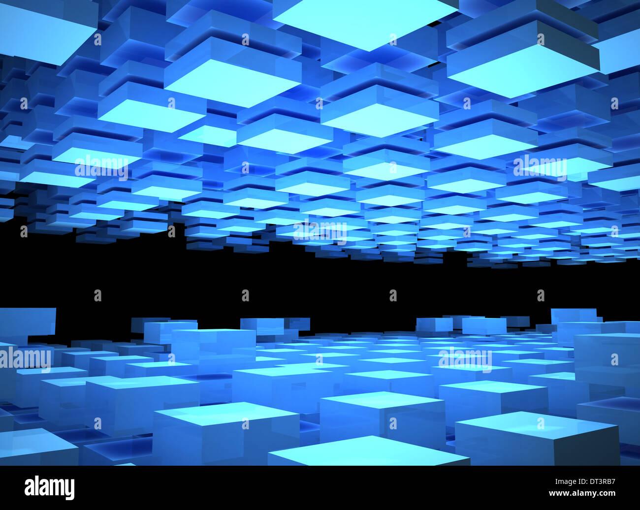 Abstract sfondo digitale con illuminata caselle blu Foto Stock