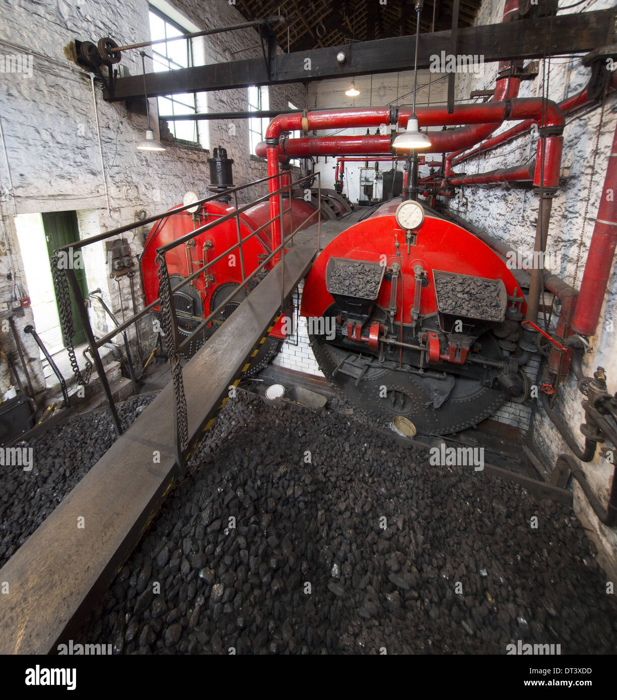 Il locale caldaia di Queen Street Mill, casa potenza per tutta la fabbrica Foto Stock