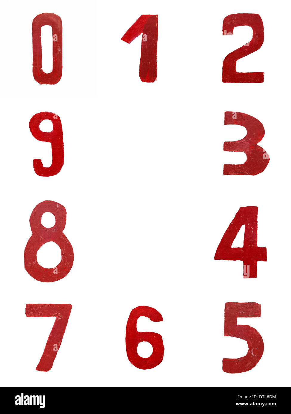 Rosso numeri scritti a mano Foto Stock