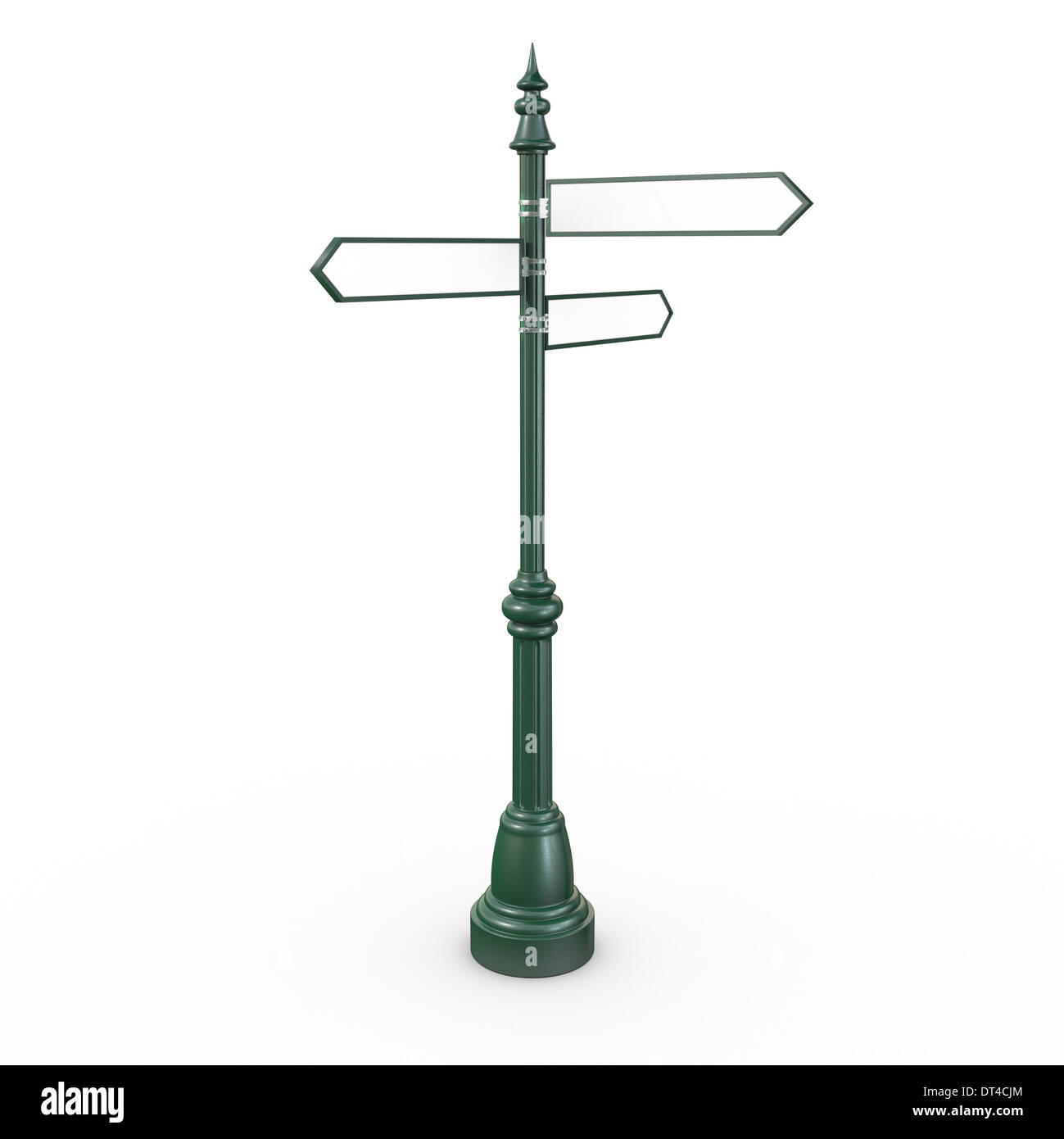 Un classico cartello stradale Post con tre segni rivolta verso direzioni diverse. Foto Stock