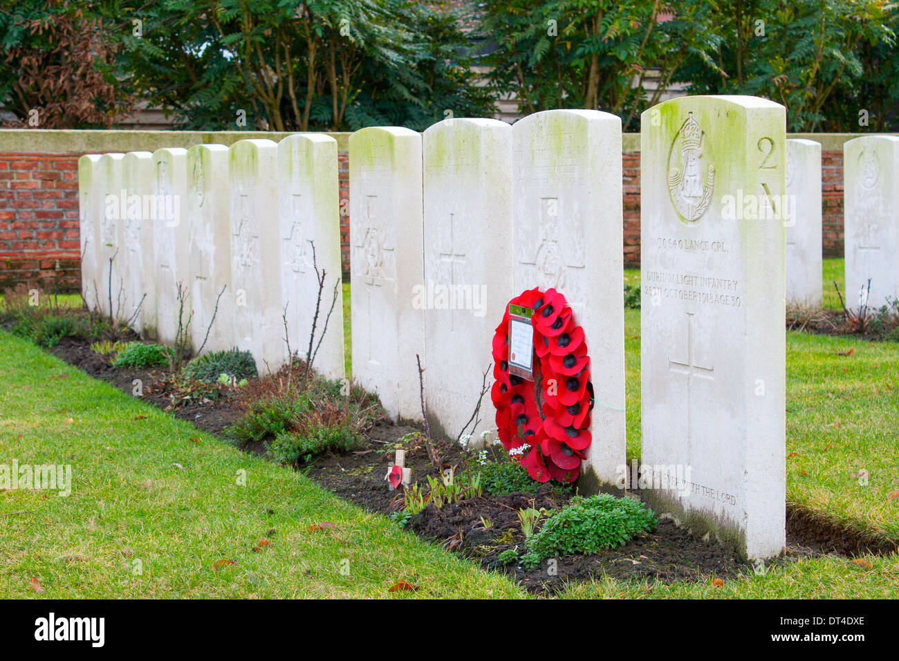 Grande cimitero di guerra mondiale uno Fiandre Belgio Foto Stock