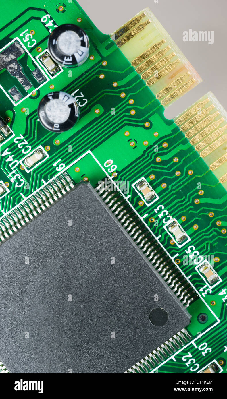 Componente del computer scheda di circuito del processore di memoria della scheda di rete Foto Stock