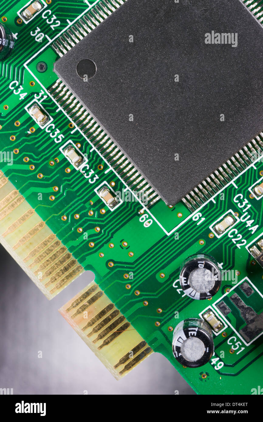 Componente del computer scheda di circuito del processore di memoria della scheda di rete Foto Stock
