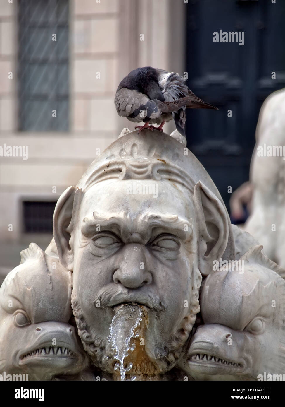 La fontana del Moro sulla piazza Navone a Roma Foto Stock