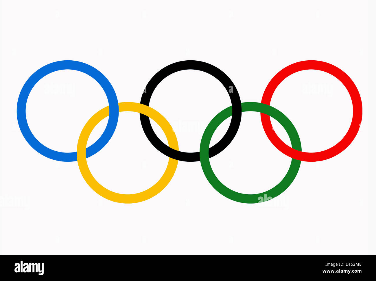 Giochi olimpici anelli simbolo. Isolato su uno sfondo bianco Foto Stock