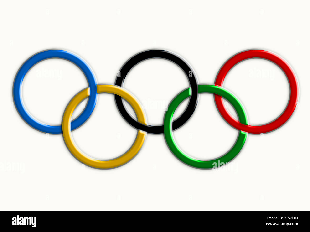 Giochi olimpici anelli simbolo. Isolato su uno sfondo bianco Foto Stock