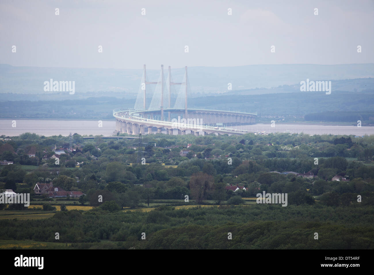 Secondo Severn Crossing Bridge visto dal Almondsbury Foto Stock