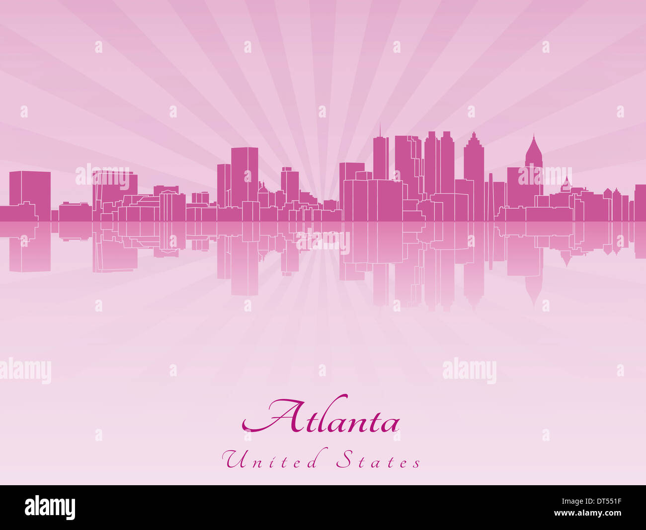 Atlanta skyline in viola orchidea radiante Foto Stock