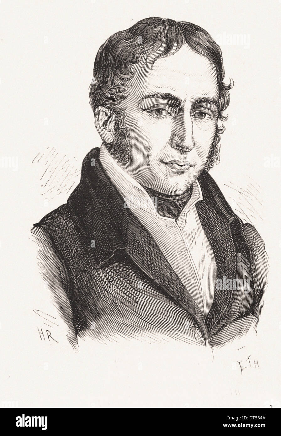 Ritratto di Paul-Louis Courrier - Incisione francese del XIX secolo Foto Stock