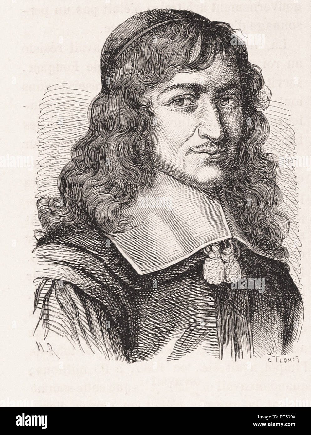 Ritratto di Nicolas Fouquet - Incisione francese del XIX secolo Foto Stock