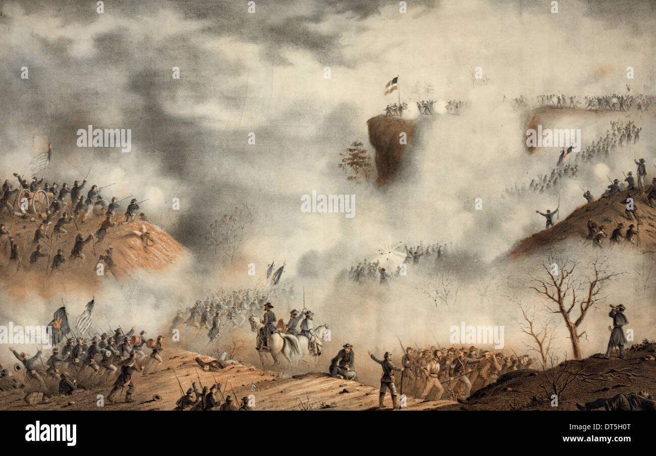 Assalto e Cattura di Lookout Mountain, Tennessee, Novembre 24, 1863 negli Stati Uniti durante la guerra civile Foto Stock