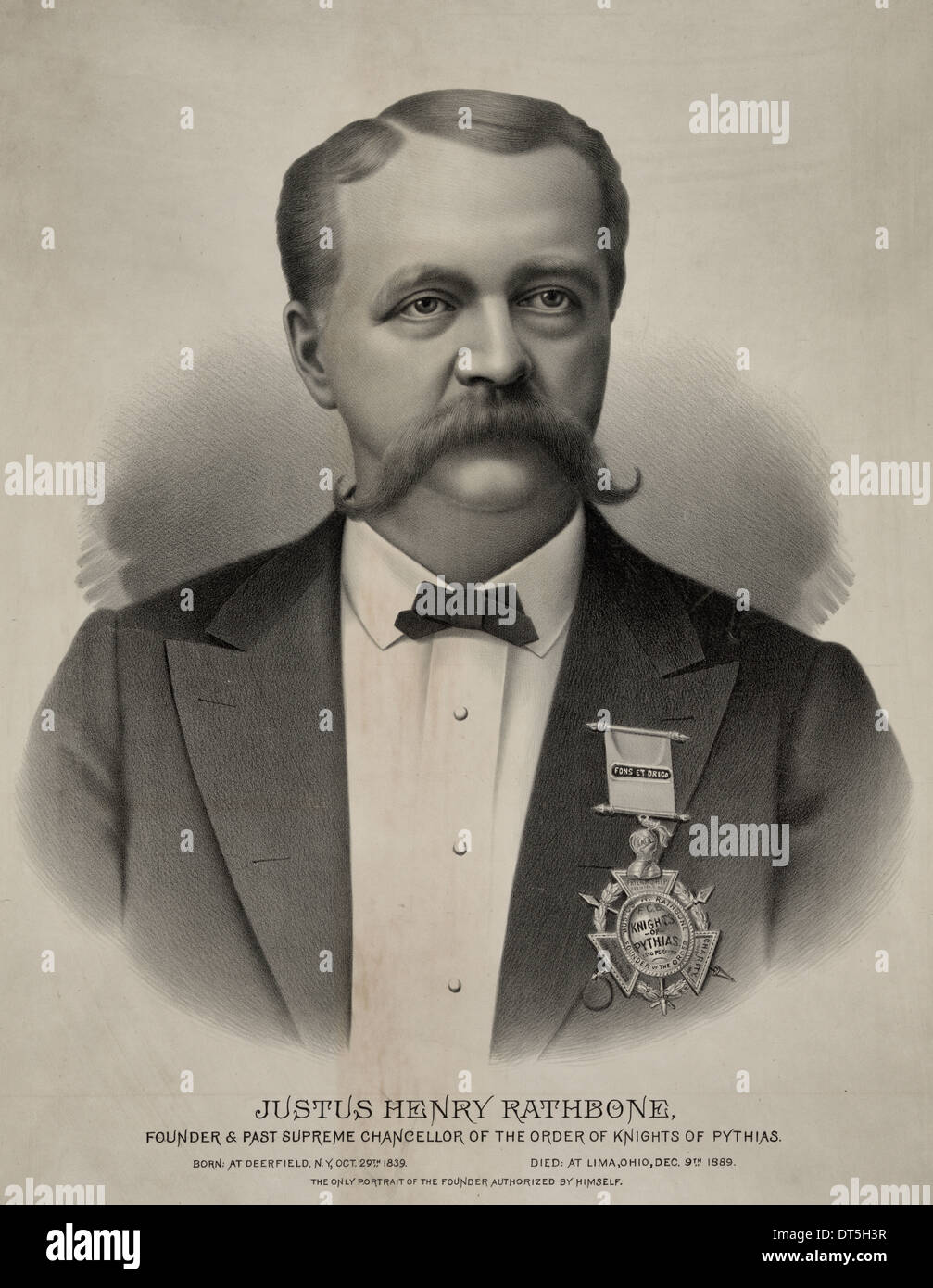 Justus Henry Rathbone, fondatore & passato cancelliere supremo dell'Ordine dei Cavalieri di Pythias sono, 1891 Foto Stock