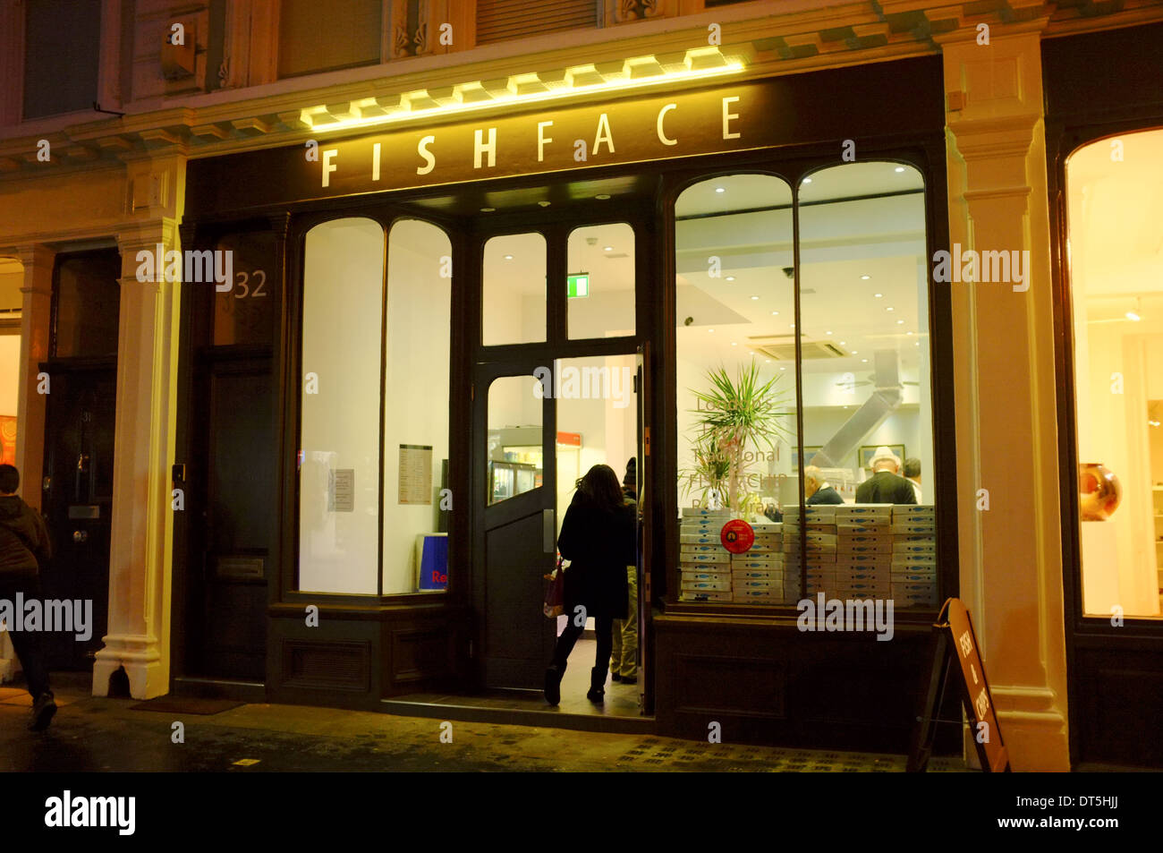 Faccia di pesce, pesce e chip shop a Londra Foto Stock