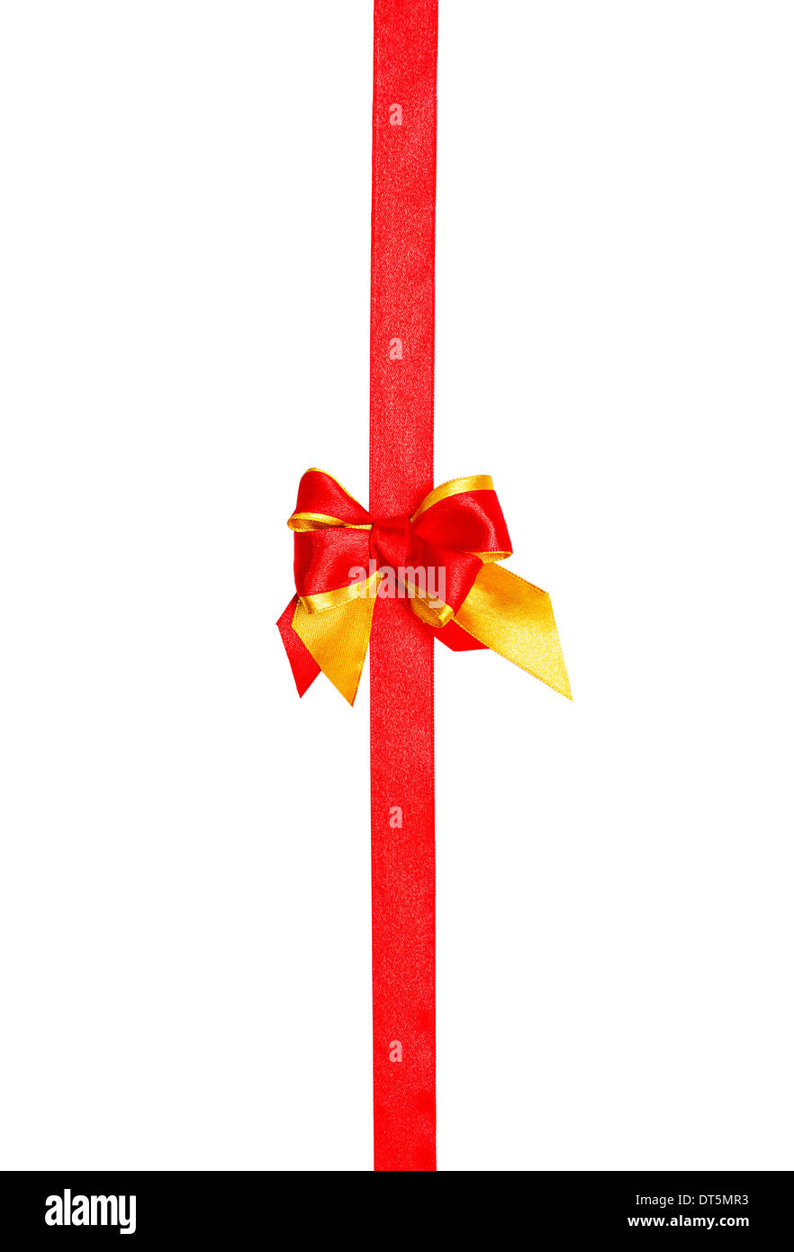 Rosso, Giallo bow, nastro isolato su bianco Foto Stock