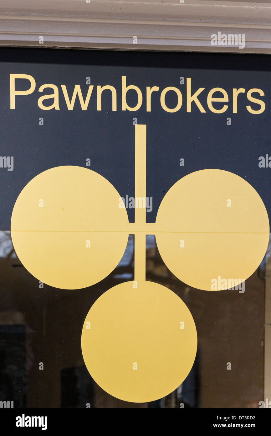 Pawnbrokers vetrina segno - Northampton Foto Stock