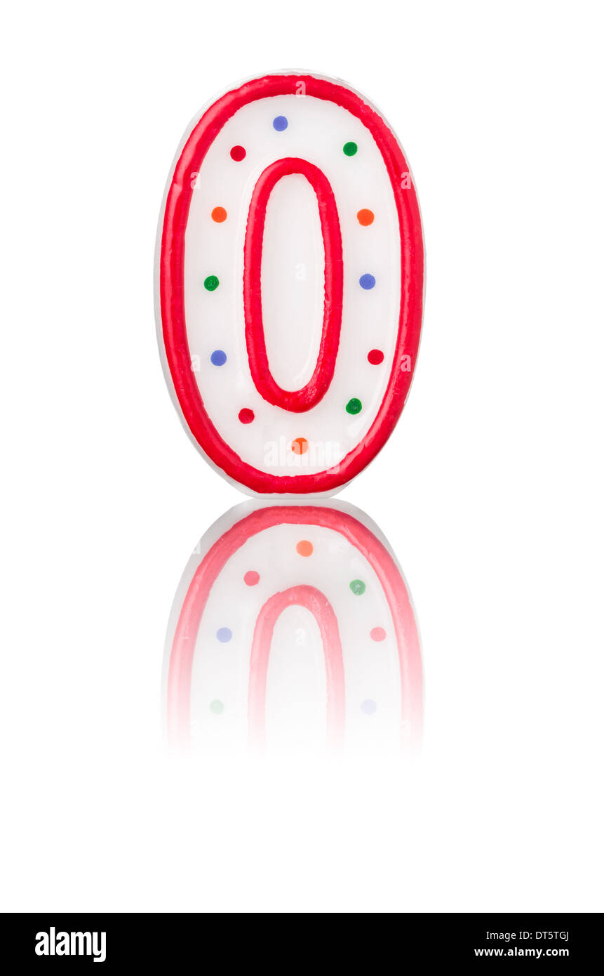 Numero rosso 0 con la riflessione Foto Stock