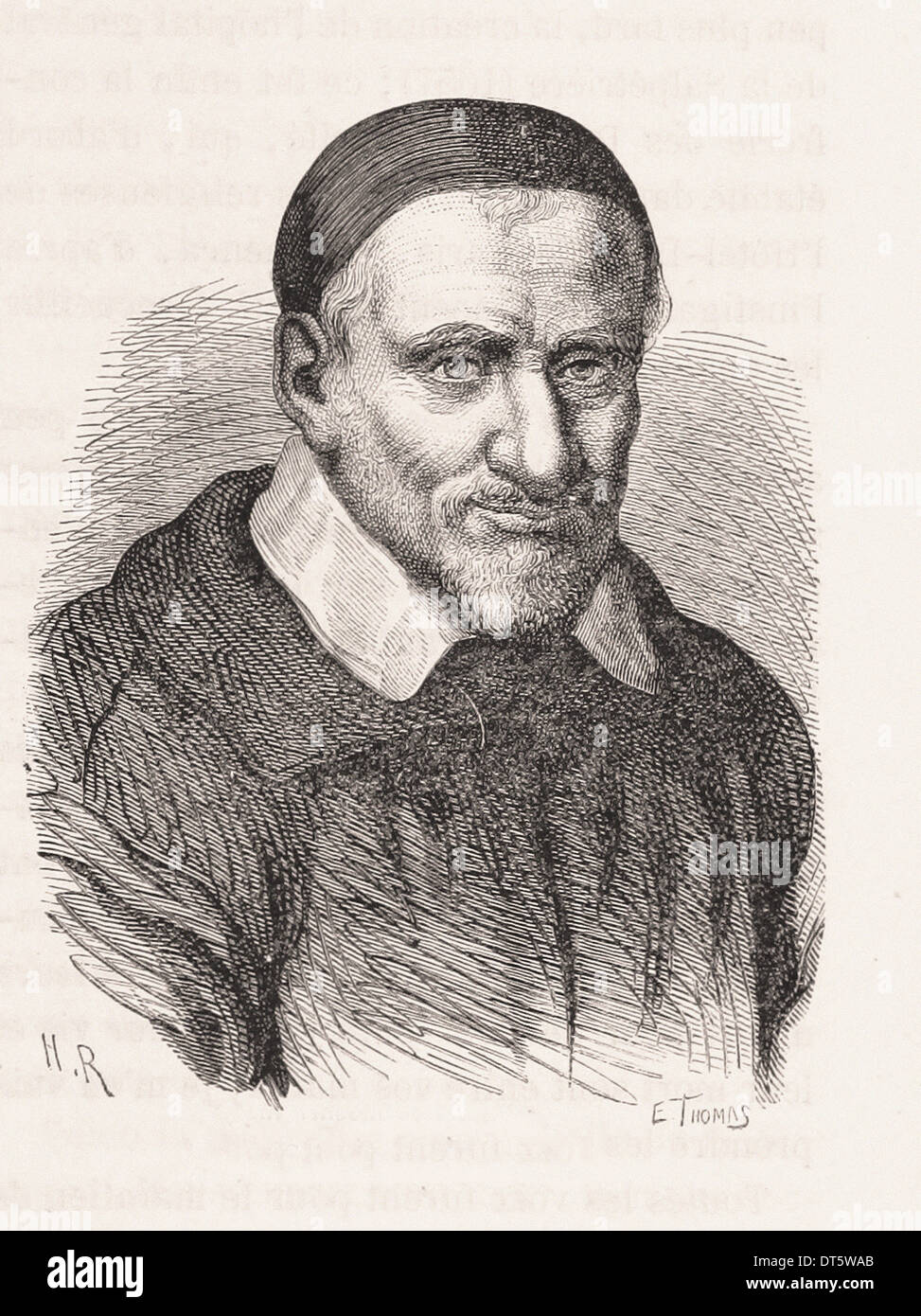 Ritratto di Saint Vincent de Paul - Incisione francese del XIX secolo Foto Stock