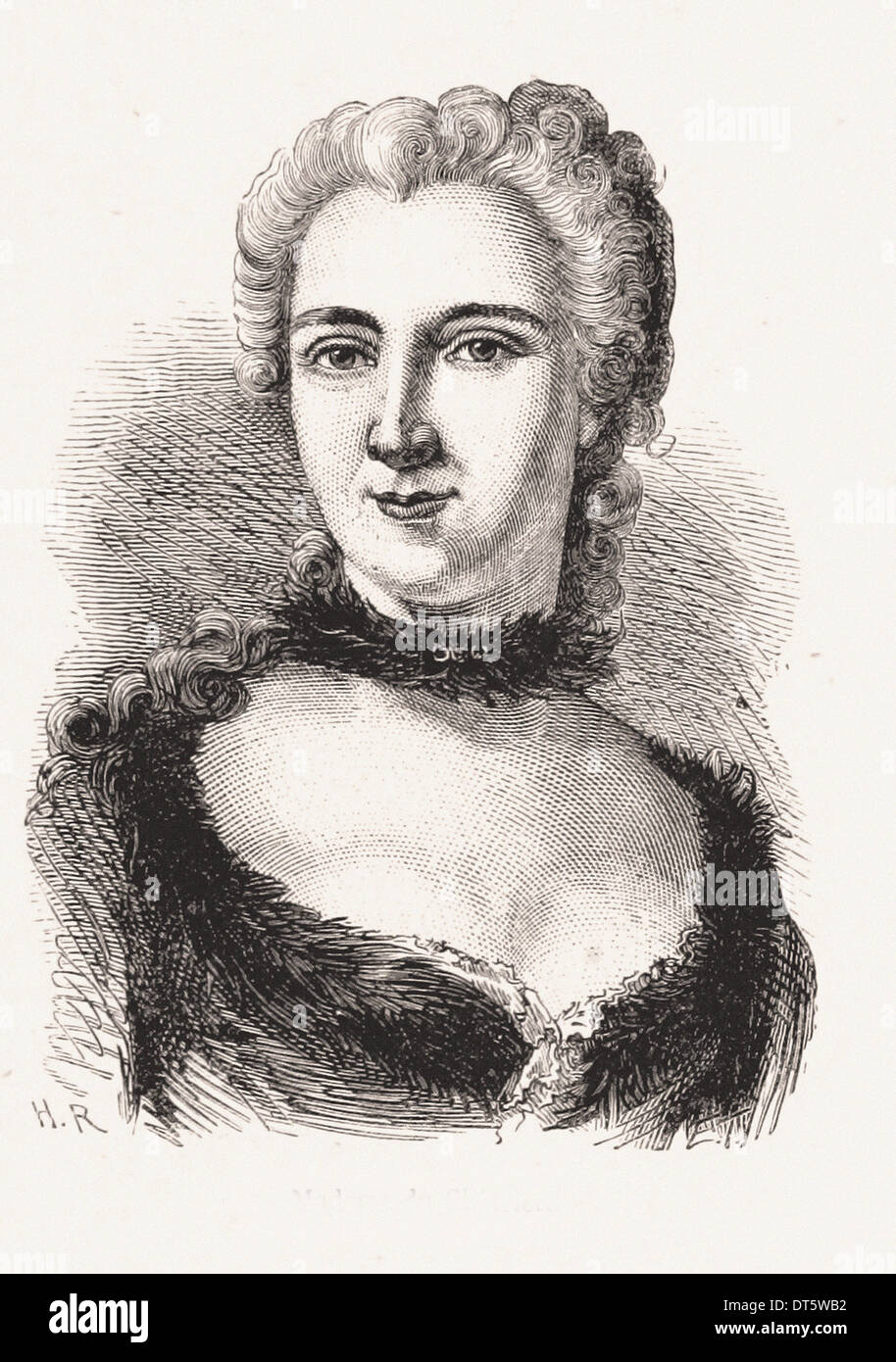 Ritratto di Madame Émilie du Châtelet - Incisione francese del XIX secolo Foto Stock