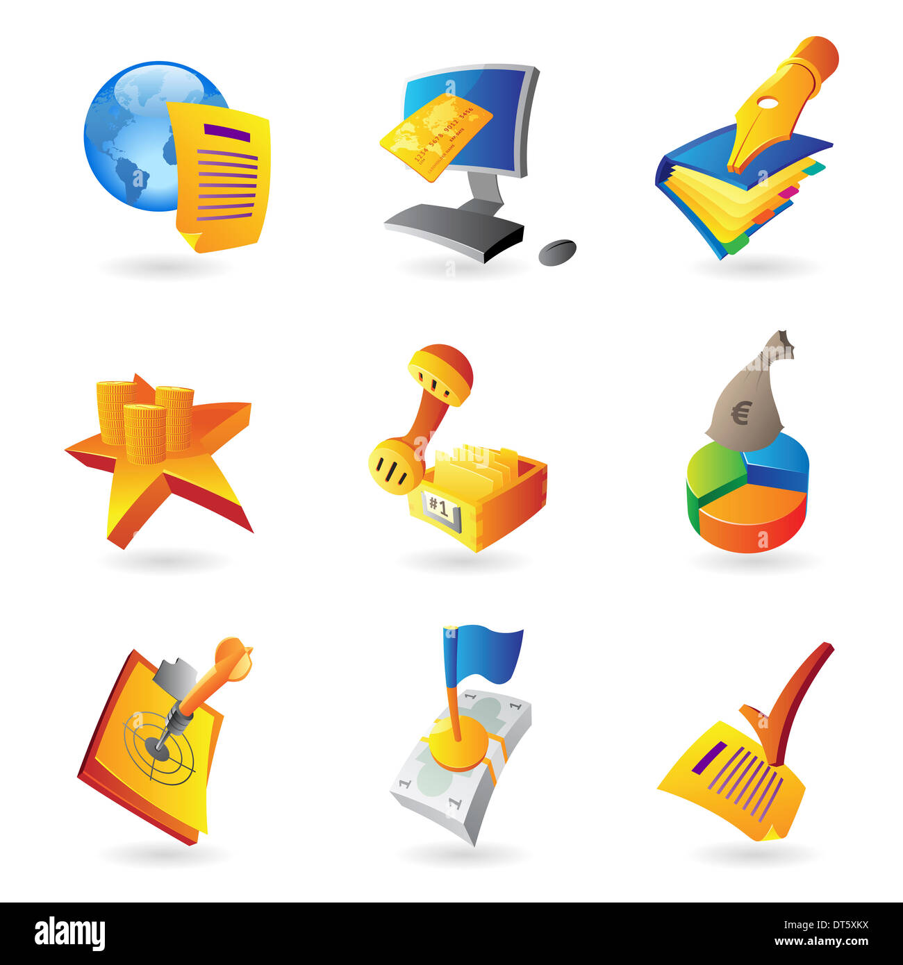 Icone per affari e finanza. Foto Stock