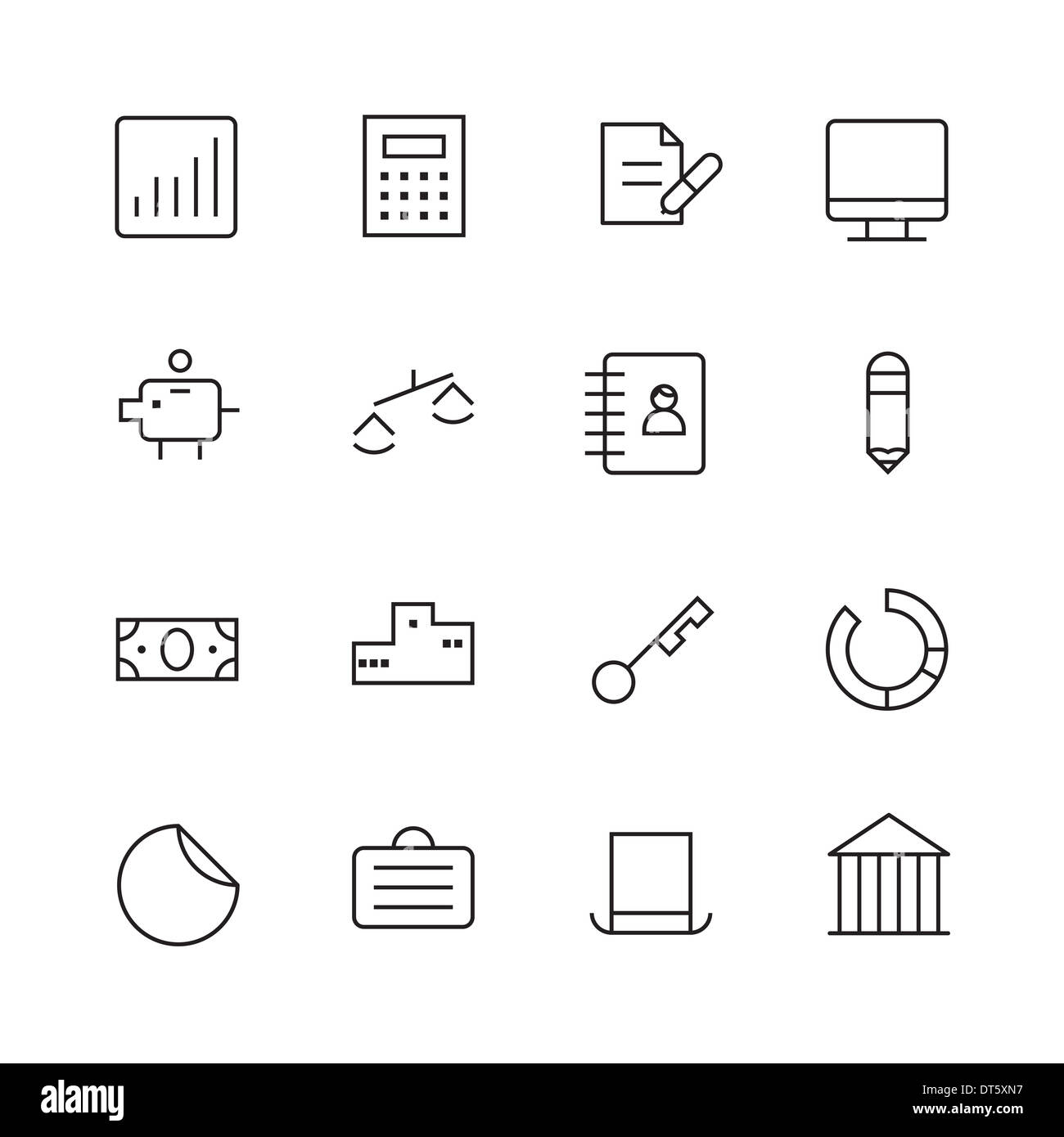 Sottile linea di icone per Affari e finanza. Versione Raster. Foto Stock