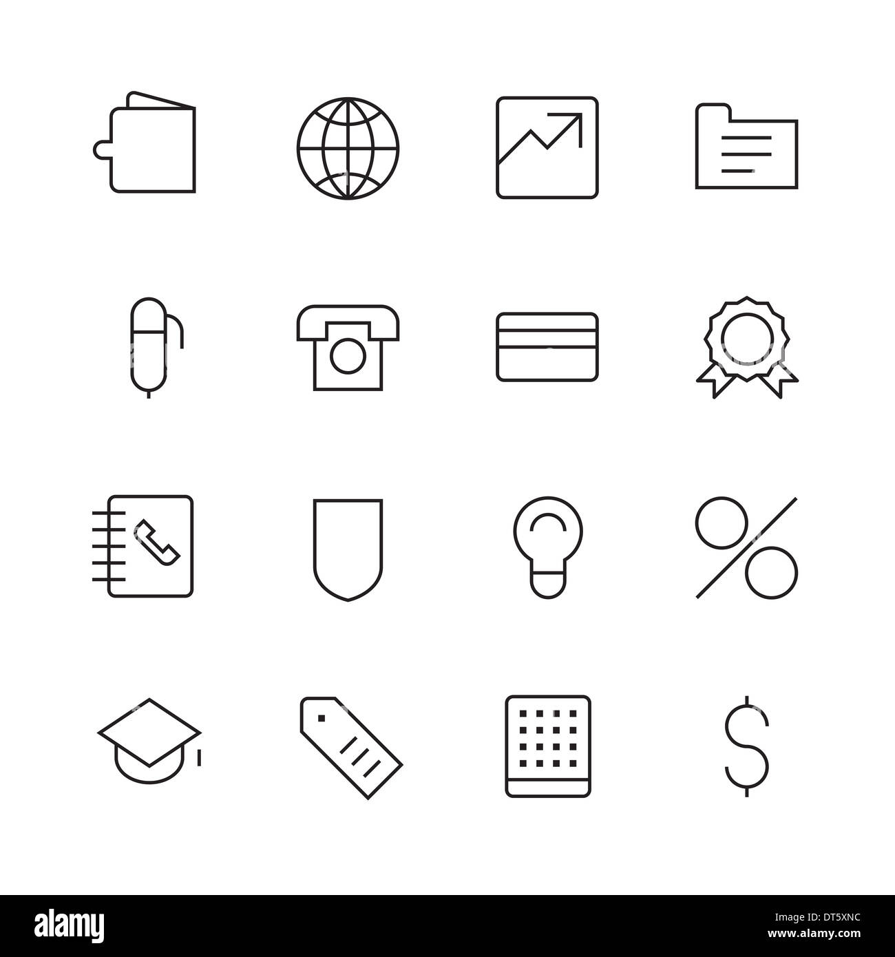 Sottile linea di icone per Affari e finanza. Versione Raster. Foto Stock