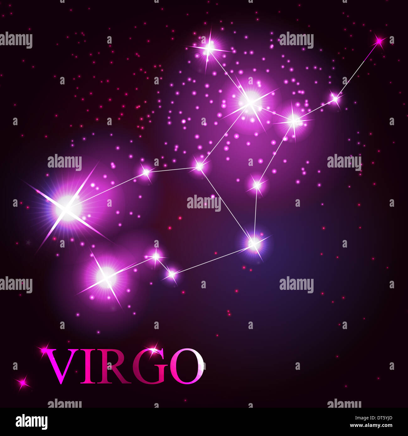 Virgo segno zodiacale del belle stelle luminose sullo sfondo del cielo cosmico Foto Stock