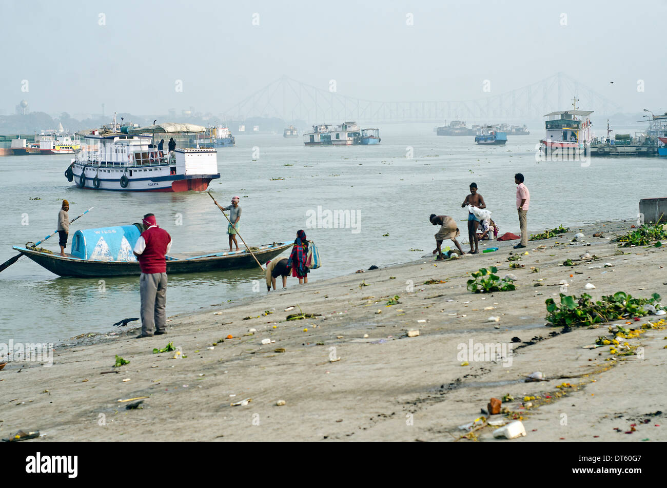 Jagannath ghat ,Fiume Hooghly Kolkata India Foto Stock