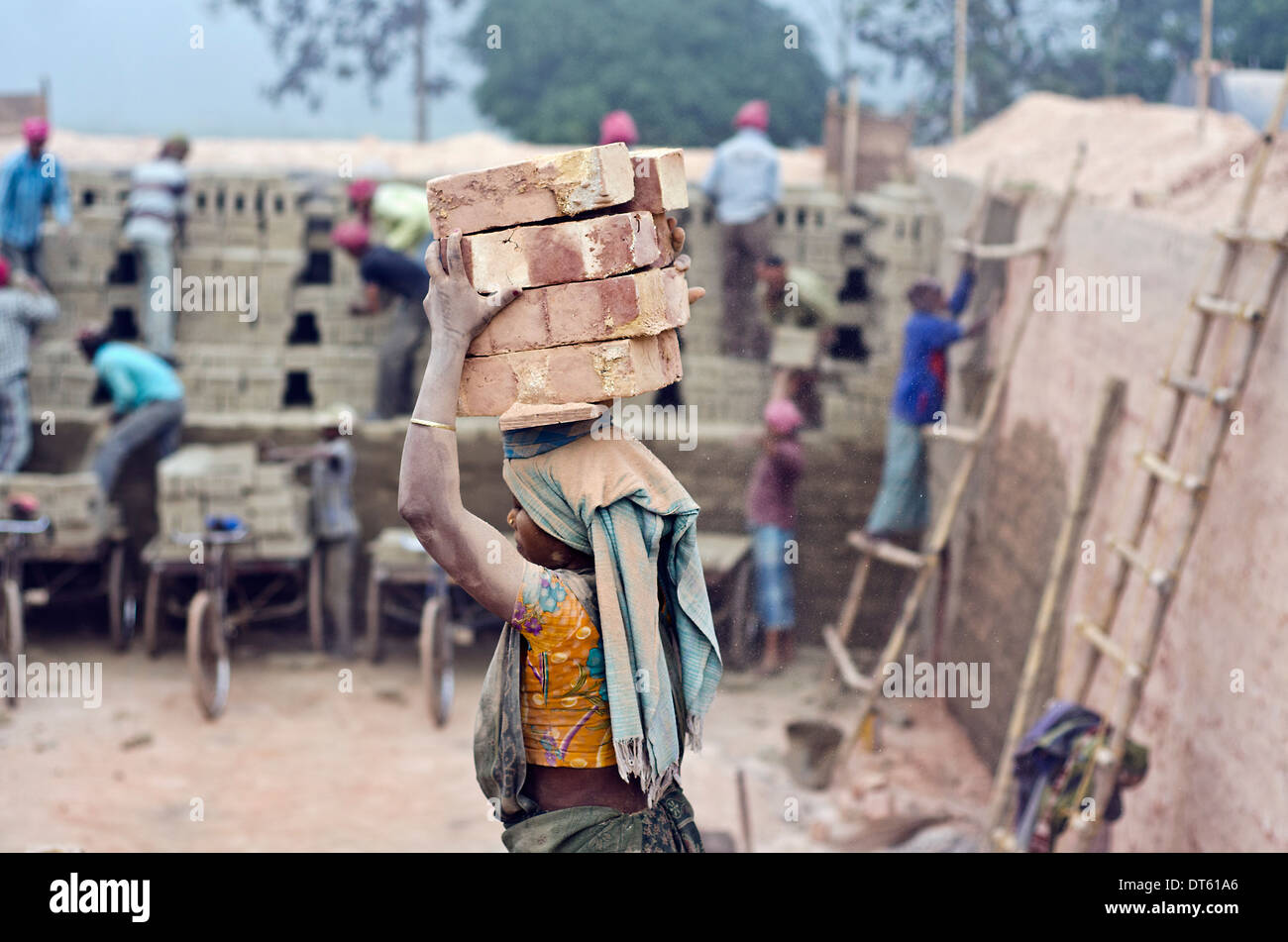 Fabbrica di mattoni ,Gorbangha ,Nadia district,West Bengal ,India Foto Stock