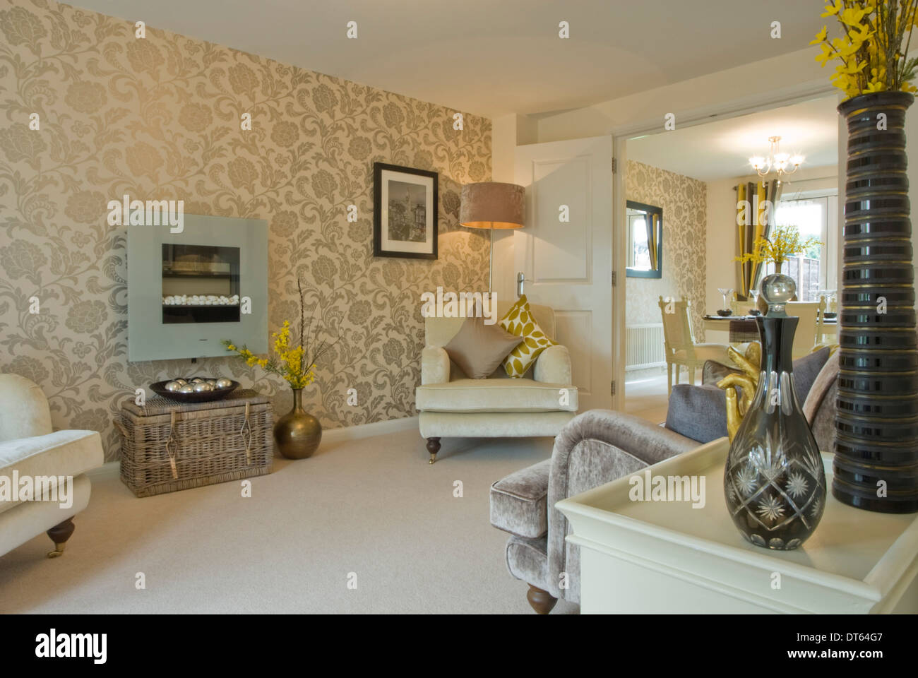 Arredate in stile moderno e living room / lounge Foto Stock