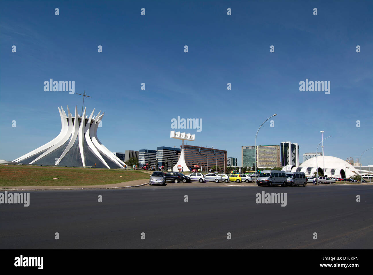 Skyline di Brasilia Cattedrale Metropolitana a Brasilia, Brasile Foto Stock