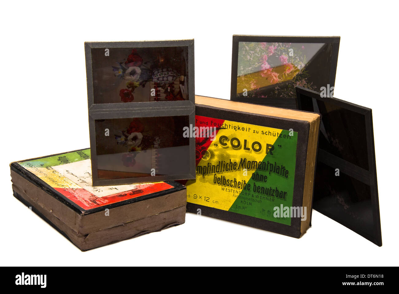 Vecchia piastra di vetro diapositive Foto Stock