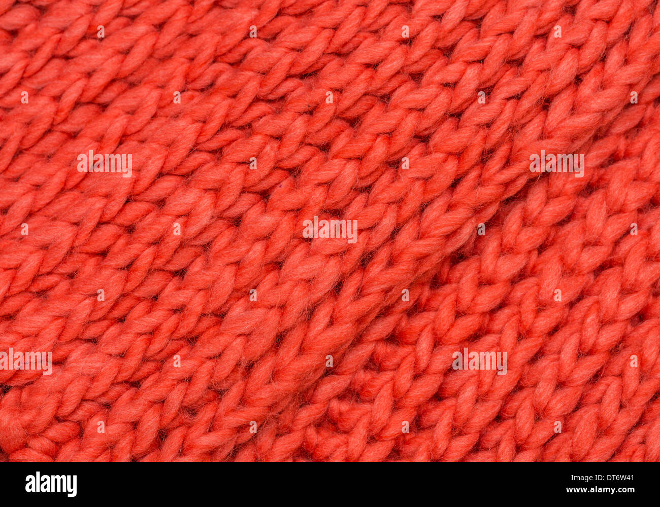 Rosso a maglia in lana merinos background stockinette stitch Foto Stock