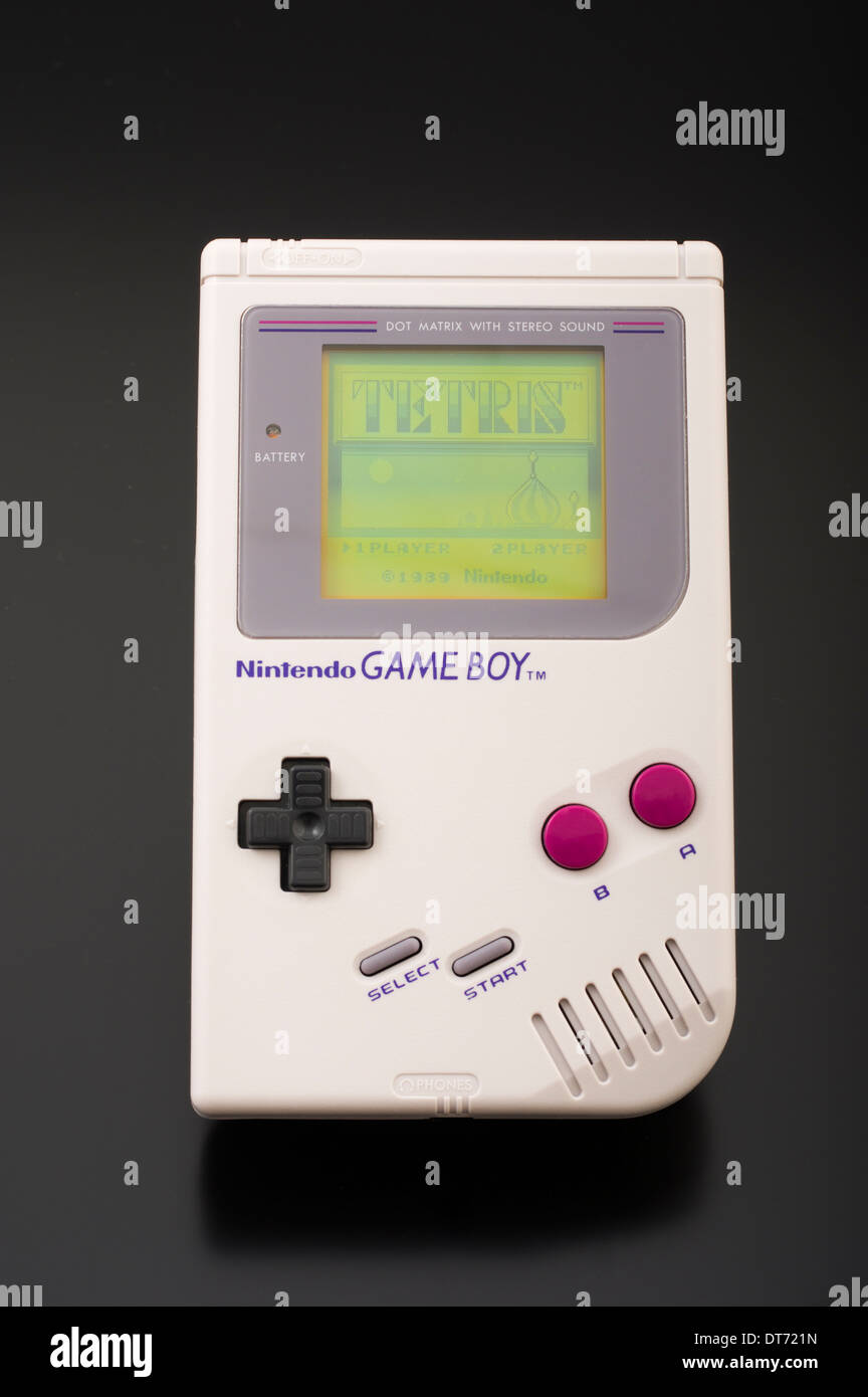 Nintendo Gameboy Games System 1 ª edizione con gioco di Tetris Foto Stock