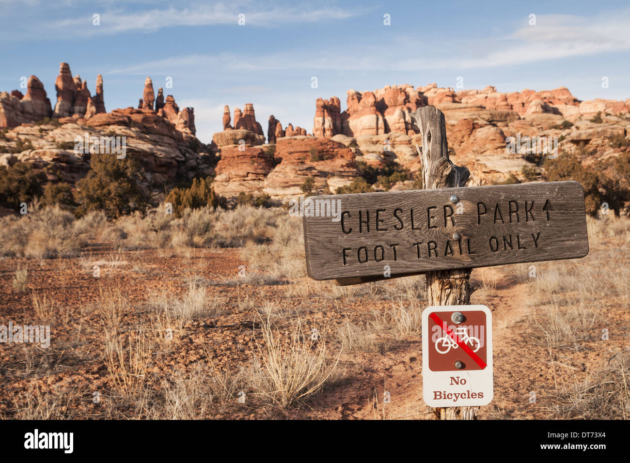 Chessler Park segno nel Parco Nazionale di Canyonlands Utah Foto Stock