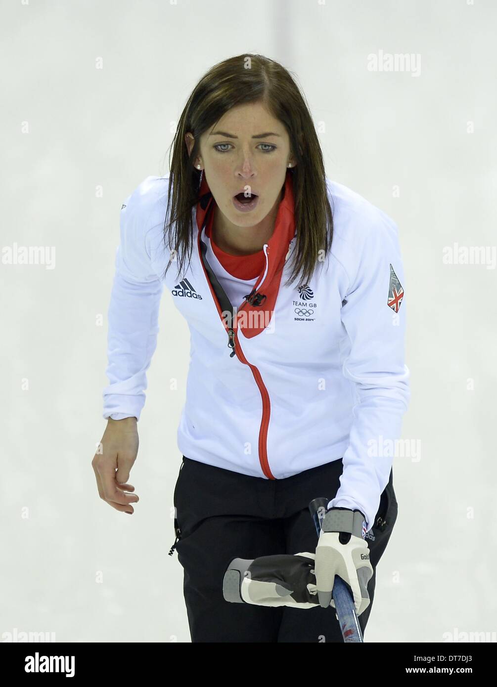 Sochi, Russia. 10 Febbraio 2014.Eve Muirhead (GBR, saltare). Womens Curling - Ice Cube curling center - Olympic Park - Sochi - Russia - 10/02/2014 Credit: Sport In immagini/Alamy Live News Foto Stock