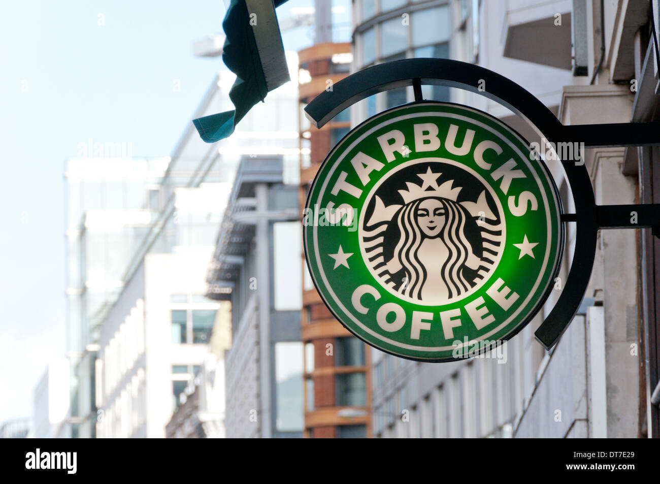 Un round in segno di Starbucks. Foto Stock
