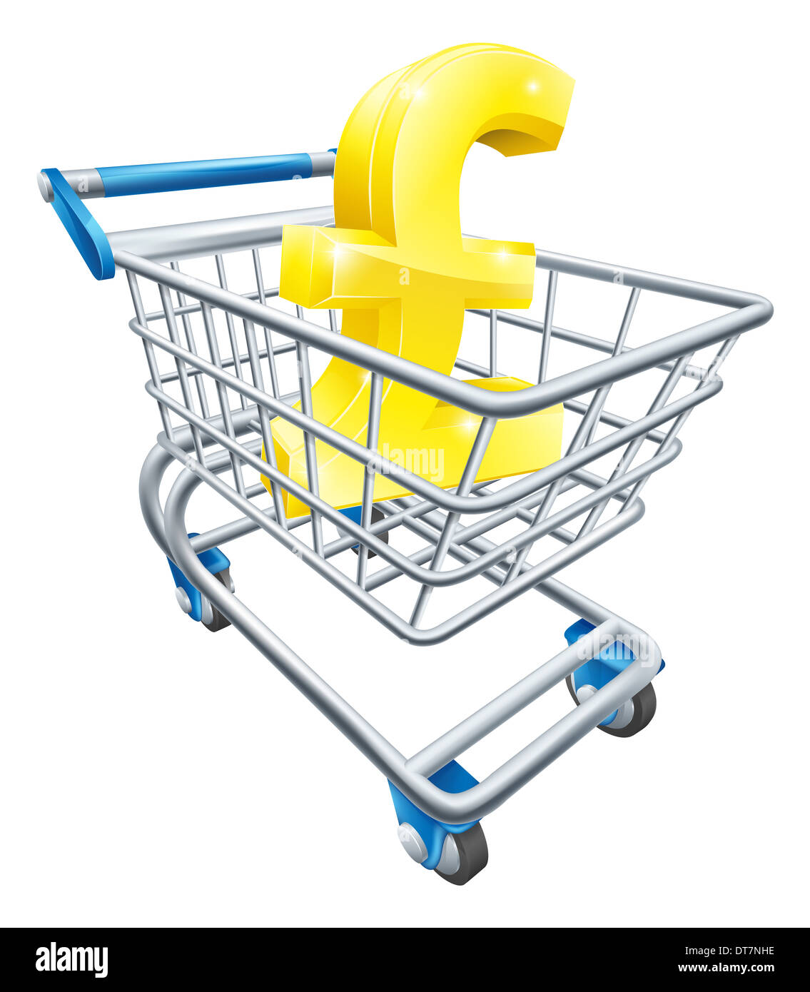 Pound Carrello valuta concetto di cancelletto in un supermercato carrello o carrello Foto Stock