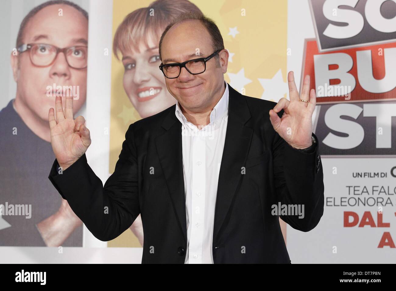 Roma, Italia. Xi Febbraio, 2014. Roma, Italia - 11 Febbraio 2014 : attore Carlo Verdone assiste '''Sotto una Buona Stella'' photocall a Roma - Savoy Cinema Credito: Andrea Ciucci/NurPhoto/ZUMAPRESS.com/Alamy Live News Foto Stock