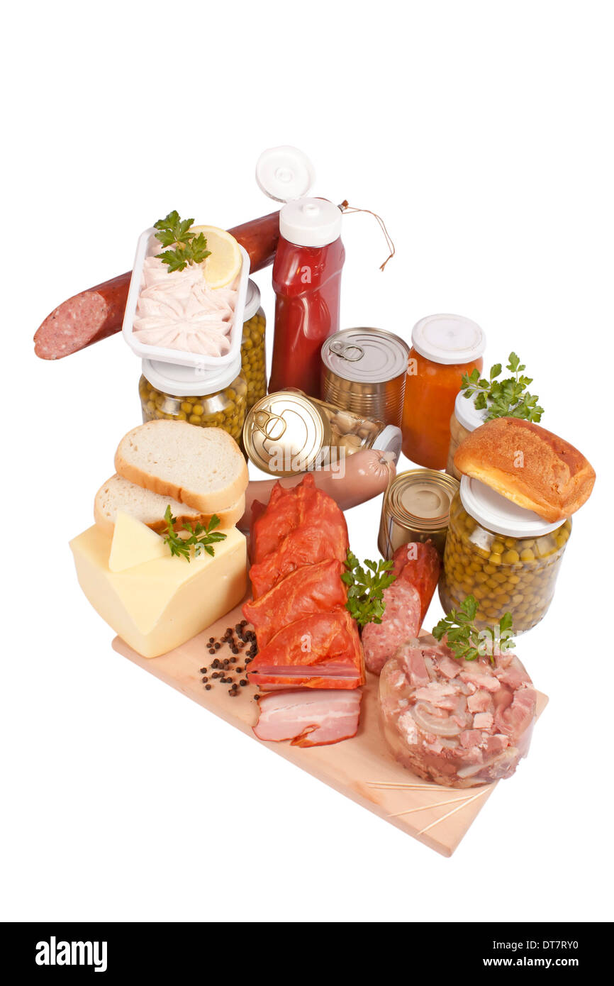 Ingredienti alimentari isolati su sfondo bianco Foto Stock