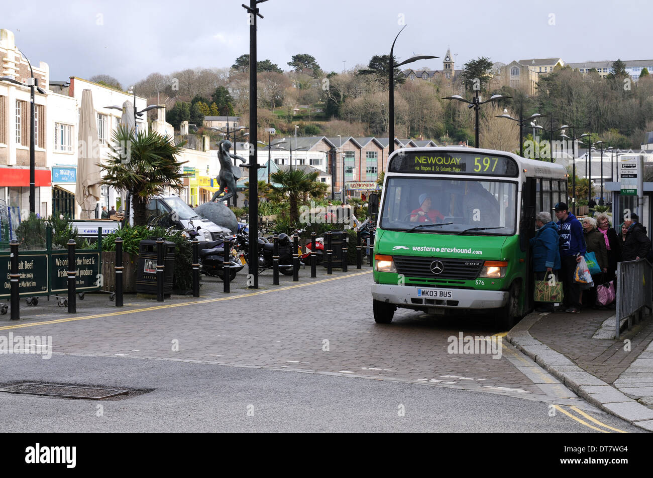 Western Greyhound bus Mercedes in Truro, Cornwall Foto Stock