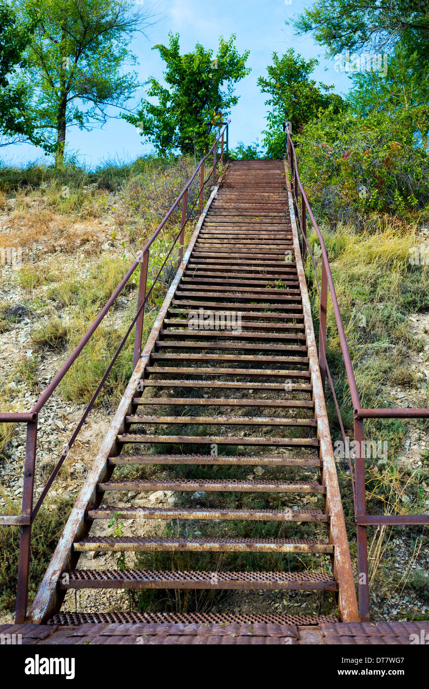 Scala di ferro sulla montagna Foto Stock