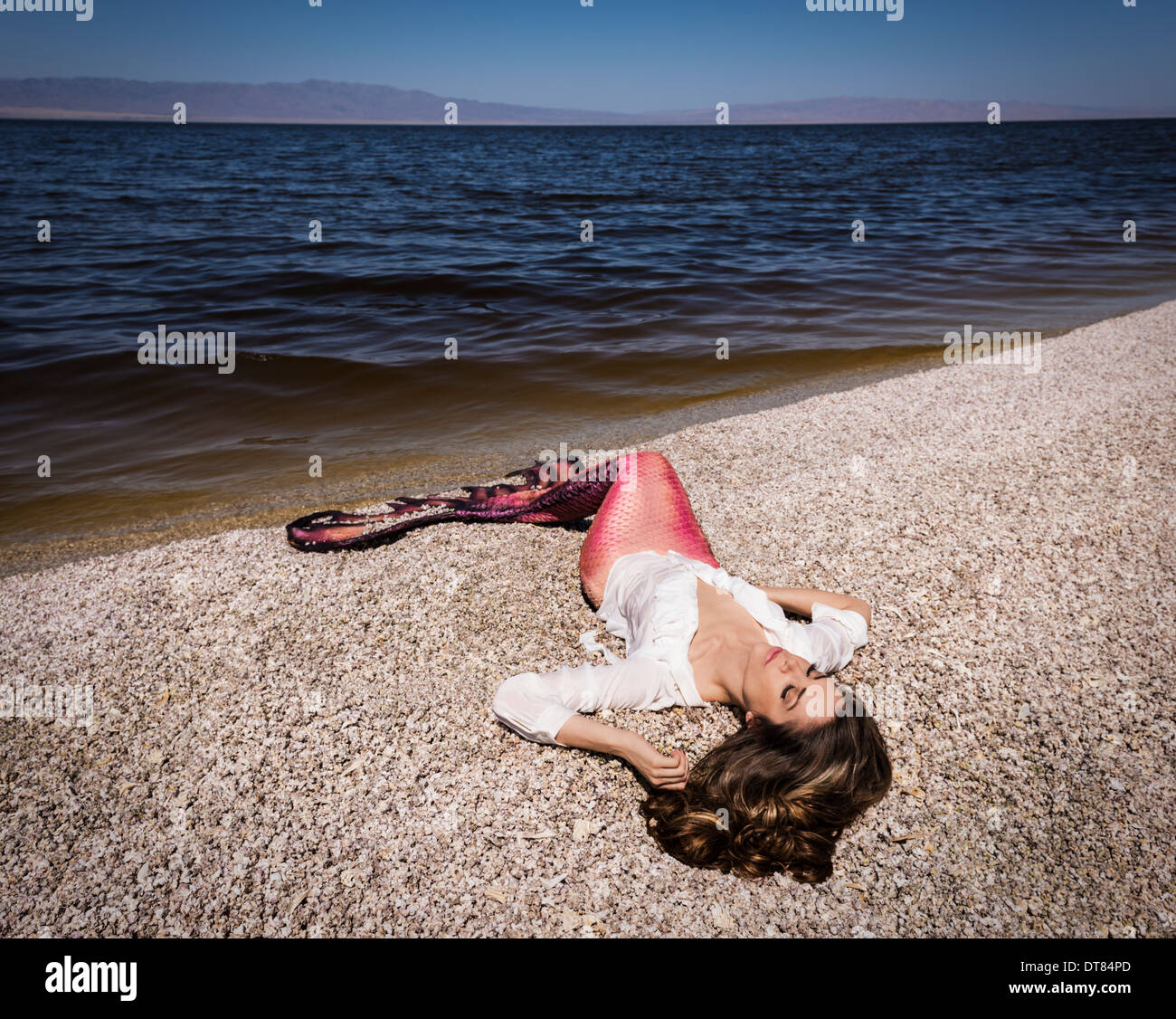 Mermaid su Salton Sea beach nel pomeriggio, California Foto Stock