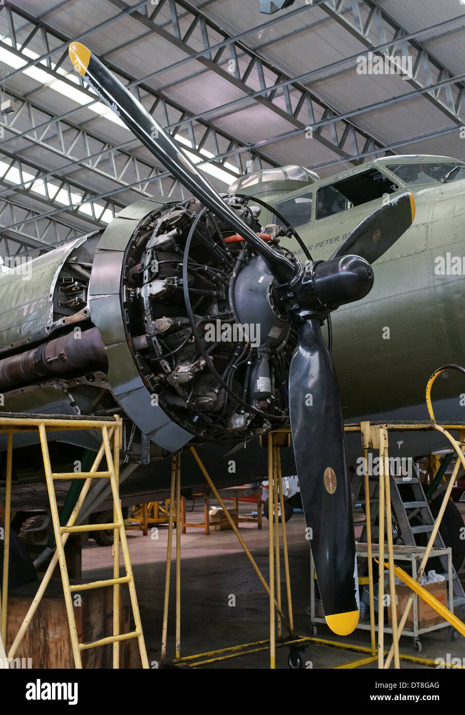 Wright R 1820 aero radiale motore montato a Boeing B17 Flying Fortress Duxford Imperial War museum Inghilterra REGNO UNITO Foto Stock