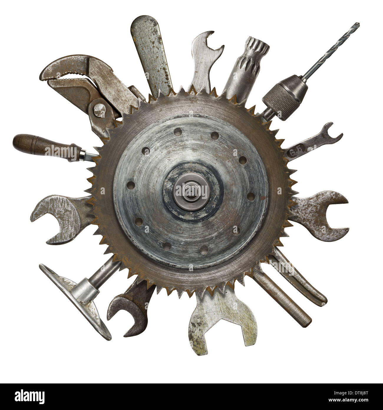 Rusty lama sega circolare. Disco per il taglio della pietra. Foto Stock